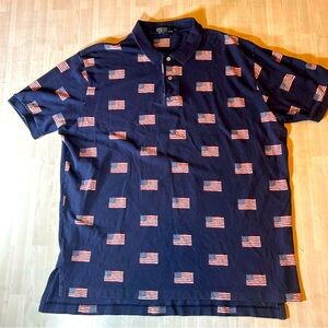 Vintage Polo Ralph Lauren American Flag Short Sleeve Polo XXL. Priority Mail